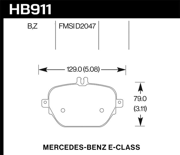 Hawk HB911B.654 17-18 Mercedes-Benz E43 AMG 4Matic 3.0L/ 2018 Mercedes-Benz E400 HPS 5.0 Street Rear Brake Pads