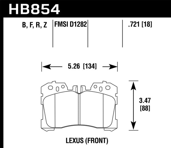 Hawk HB854B.721 07-17 Lexus LS460 / 08-16 Lexus LS600h HPS 5.0 Front Brake Pads