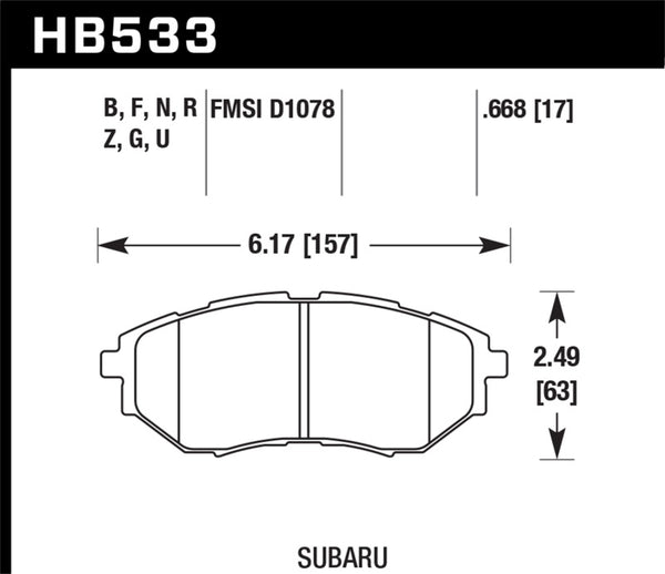 Hawk HB533B.668 2006-2007 Subaru B9 Tribeca Limited HPS 5.0 Front Brake Pads