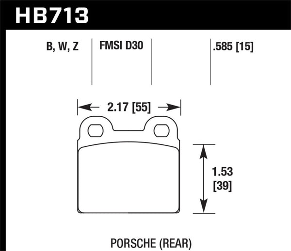 Plaquettes de frein arrière Hawk 65-69 Porsche 911/912 HPS 5.0 Street