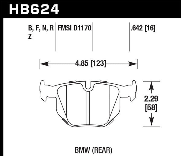 Hawk HB624N.642 06 BMW 330i/330xi / 07-09 335i / 07-08 335xi / 09 335d / 08-09 328i HP+ Street Rear Brake Pads