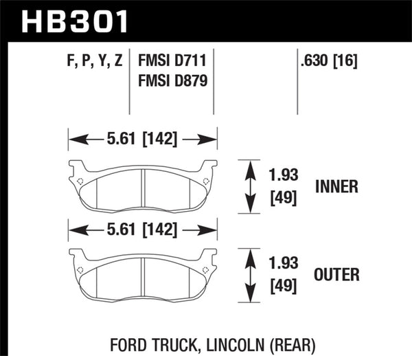 Hawk HB301P.630 Super Duty Street Brake Pads