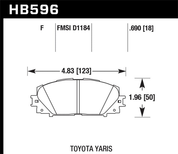 Hawk HB596B.690 07-16 Toyota Yaris HPS 5.0 Front Brake Pads