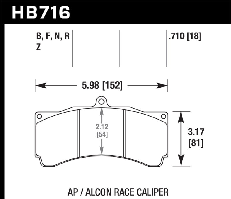 Hawk HB716B.710 HPS 5.0 Brake Pads w/ 0.710 Thickness - AP Racing Alcon