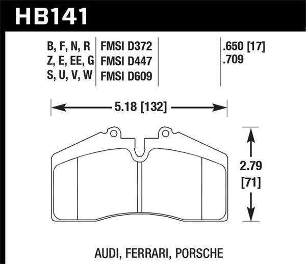 Hawk HB141E.650 94-96 Ferrari 456GT Rear / 91-94 Porsche 911 Rear / 94-98 Porsche 911 Front / 86-91 Porsche 928