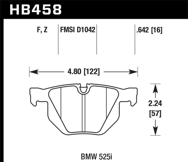 Hawk HB458F.642 04-06 BMW 525I / 06-07 BMW 525Xi/530Xi / 08-10 528I / 04-07 530I / 08-09 535Xi / 09-10 535i  HP