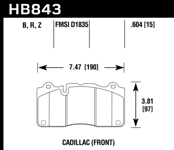 Plaquettes de frein avant Hawk 2018 Chevrolet Camaro ZL1 HPS 5.0