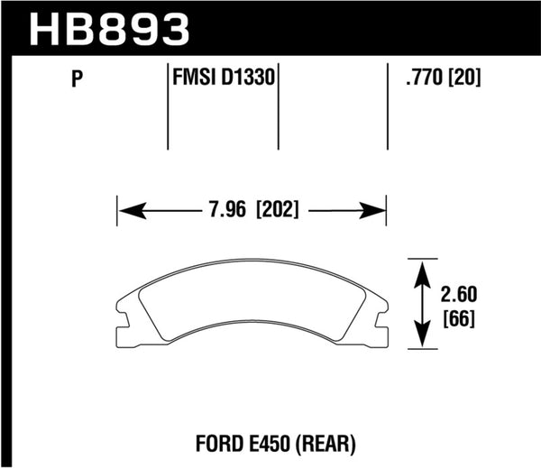 Hawk HB893P.770 08-16 Ford E-450 Super Duty Super Duty Street Rear Brake Pads