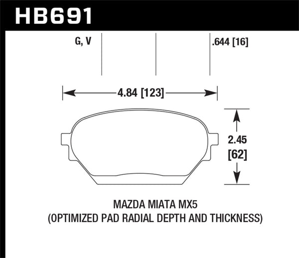 Hawk HB691G.644 06-14 Mazda MX-5 DTC-60 Race Front Brake Pads