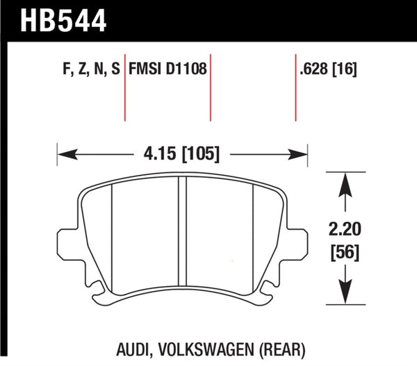 Hawk 06 Audi A6 Quattro Avant / 06-09 A6 Quattro HP+ Plaquettes de frein arrière