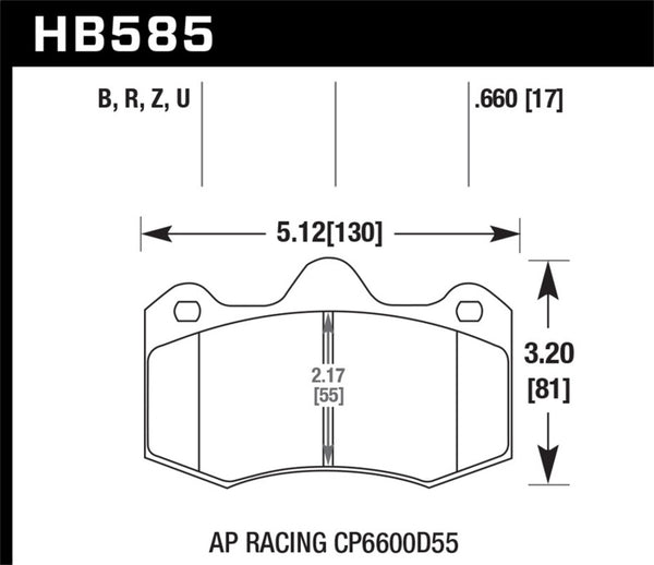 Hawk HB585U.660 AP Racing CP 6600 DTC-70 Race Brake Pads