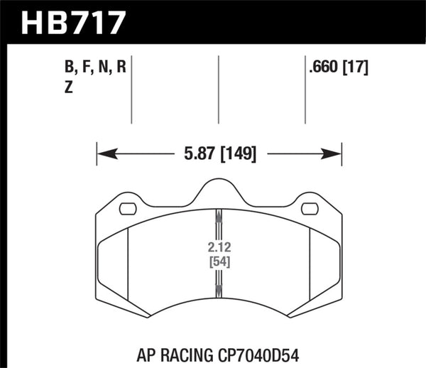 Hawk HB717B.660 AP Racing CP7040D54 HPS 5.0 Brake Pads