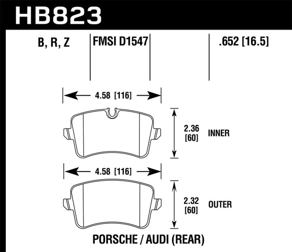 Hawk 11-18 Audi A8 Quattro HPS 5.0 Plaquettes de frein arrière