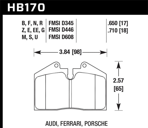 Hawk HB170E.650 89-94 Porsche 911 / 86-91 944 Front & Rear Blue 9012 Race Brake Pads