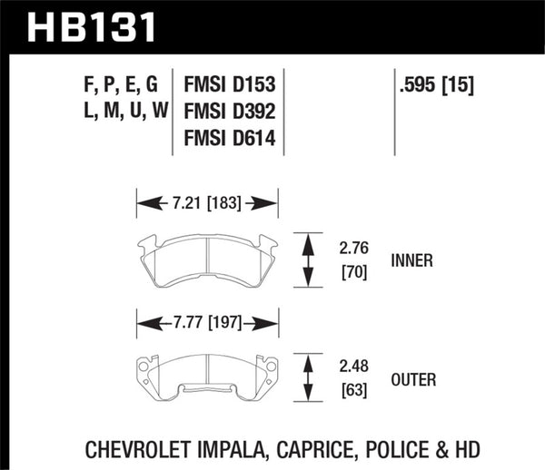 Hawk HB131G.595 Chevy C20/R20/C30/R30/C2500/R2500/C3500/F3500 Pickup/Suburban Front DTC-60 Race Brake Pads