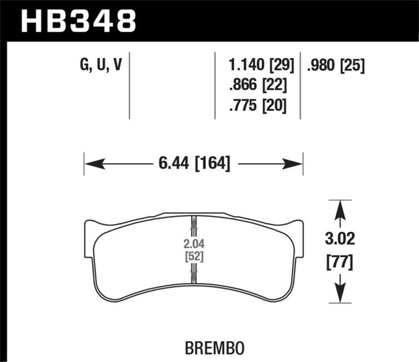 Hawk HB348U1.14 Brembo Disc DTC-70 w/ 1.140in Thickness Race Brake Pads