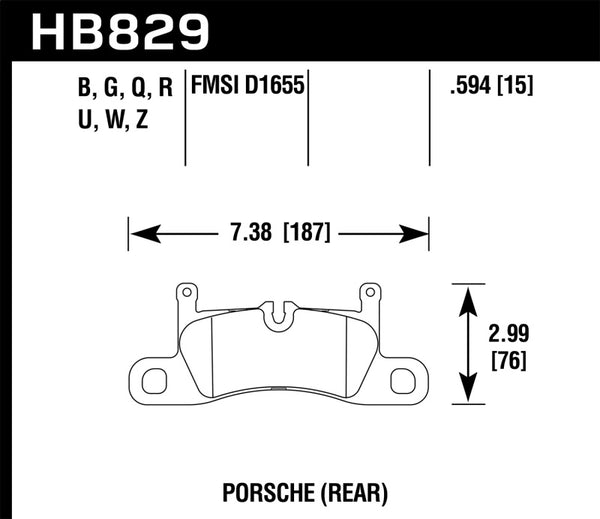 Hawk HB829G.594 12-17 Porsche 911 DTC-60 Race Rear Brake Pads