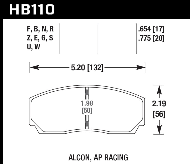 Hawk HB110S.654 AP CP3307 / CP5040-5S4 / CP5200 (SC250) Caliper HT-10 Race Brake Pads