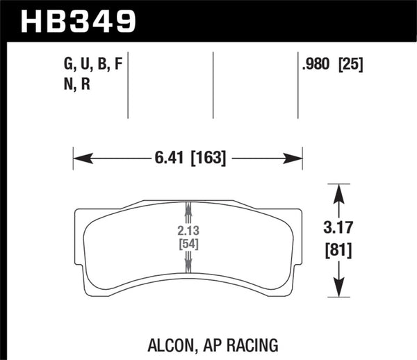 Hawk HB349U1.18 AP Racing/Alcon Universal DTC-70 Rear Race Brake Pads