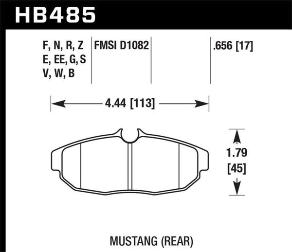 Hawk HB485G.656 11 Ford Mustang 5.0L / 05-10 GT / 07-11 Shelby GT500 DTC-60 Race Rear Brake Pads