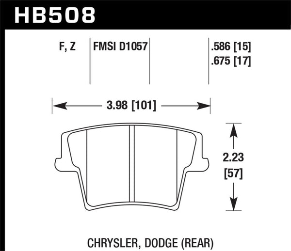 Hawk HB508B.675 05-10 Chrysler 300 (except SRT8) / 08-10 Dodge Challenger SE/RT HPS 5.0 Brake Pads