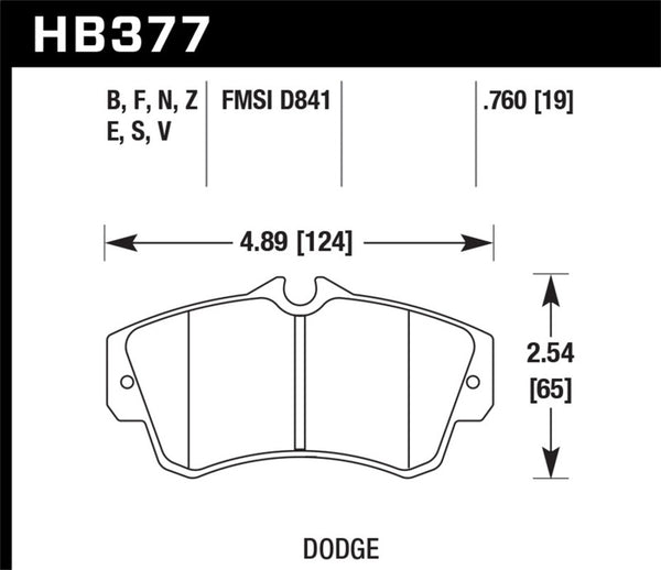 Hawk HB377E.760 SRT4 Blue 9012 Front Race Pads