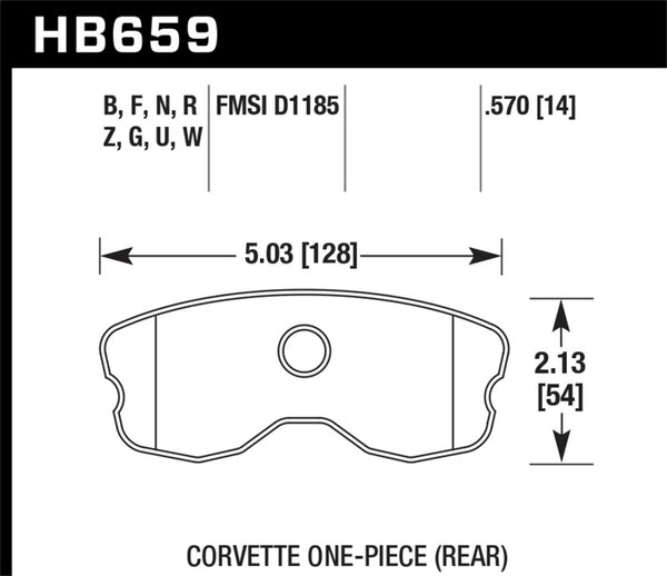 Hawk HB659B.570 06-10 Chevy Corvette (Improved Pad Design) Rear HPS 5.0 Sreet Brake Pads