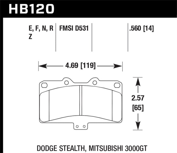 Hawk HB120F.560 Mitsubishi 3000 GT VR4/ Dodge Stealth R/T 4WD HPS Street Front Brake Pads