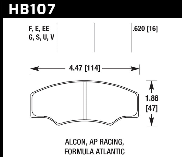 Hawk HB107U.620 CP2361/CP3228/CP5104/CP5144 AP Racing DTC-70 Brake Pads