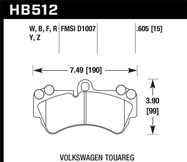 Hawk HB512W.605 08 Porsche Cayenne GTS/Turbo / 03-09 Cayenne / 04-05 VW Touareg DTC-30 Race Front Brake Pads