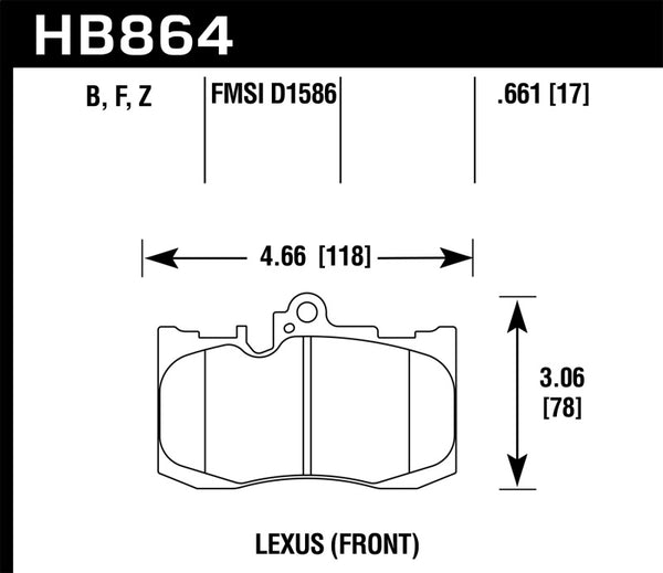 Hawk HB864F.661 13-17 Lexus GS350/GS350 F Sport / 12-17 Lexus IS350 HPS Street Front Brake Pads