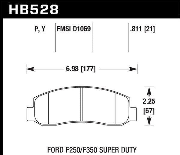 Hawk HB528P.811 05-11 Ford F250/F350 / 2011 Ford F550 SuperDuty Street Front Brake Pads