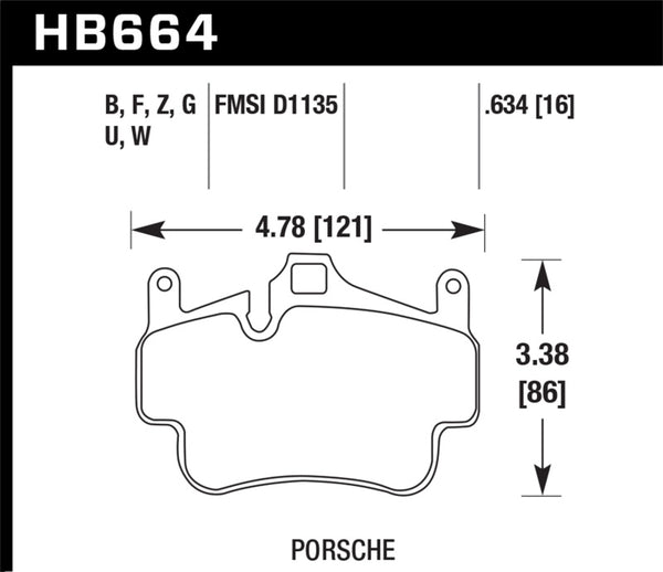 Hawk HB664B.634 06-14 Porsche Cayman Rear HPS 5.0 Brake Pads