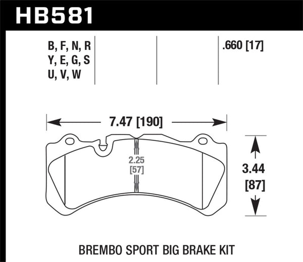 Hawk HB581N.660 09 Nissan GT-R R35 HP+ Street Front Brake Pads