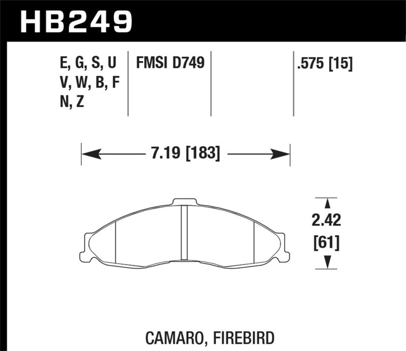 Hawk 1998-2002 Chevrolet Camaro SS 5.7 HPS 5.0 Plaquettes de frein avant