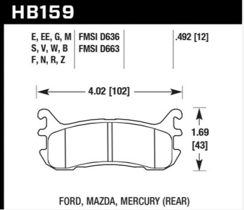 Hawk HB159D.492 03-05 Mazda Miata Rear ER-1 Brake Pad Set