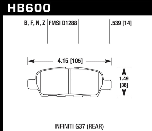 Hawk Plaquettes de frein arrière Infiniti EX35 Journey HPS 5.0 2008-2009