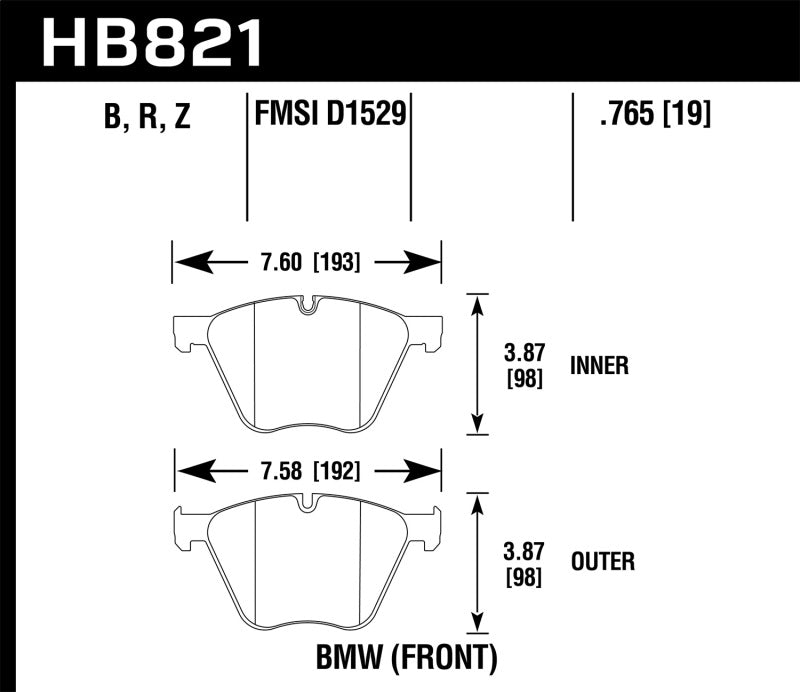 Hawk 10-15 BMW 760Li / 11-15 BMW B7 Alpina/B7 Alpina xDrive HPS 5.0 Plaquettes de frein avant