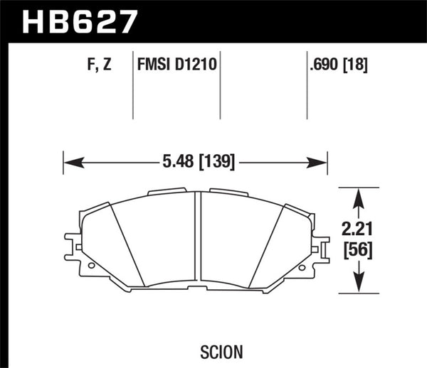 Hawk HB627B.690 06-16 Toyota RAV4 HPS 5.0 Front Brake Pads