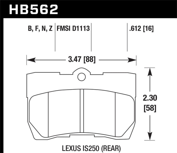 Hawk HB562B.612 06-13 Lexus IS250/IS350 HPS 5.0 Street Rear Brake Pads