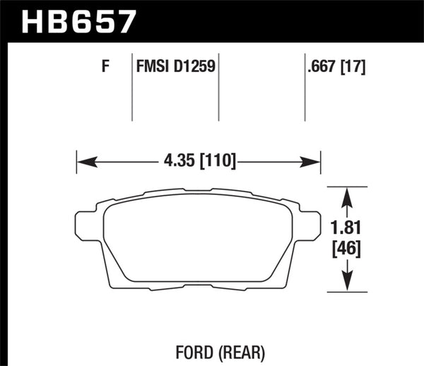 Hawk 07-10 Ford Edge / Lincoln MKX / Mazda CX-7/CX-9 HPS Street Plaquettes de frein arrière