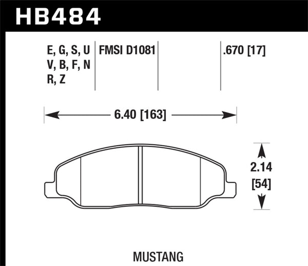Hawk HB484U.670 08-14 Ford Mustang GT DTC-70 Race Front Brake Pads