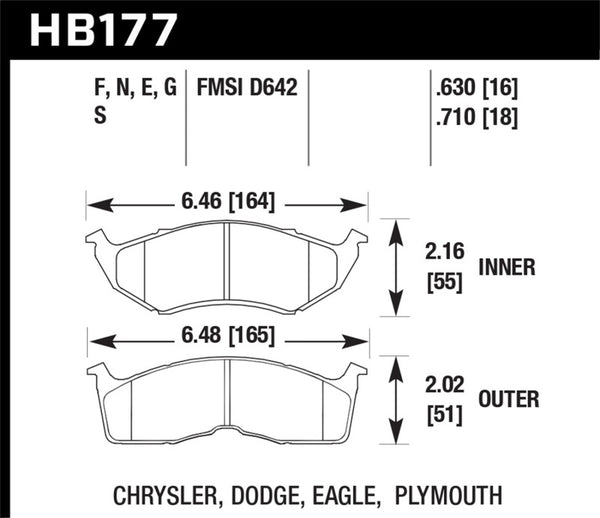Hawk HB177G.630 95-99 Dodge Neon / 96-99 Plymouth Neon DTC-60 Front Brake Pads