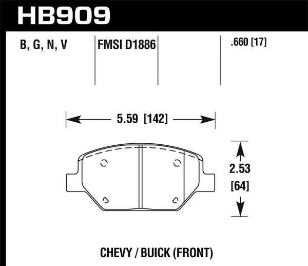 Hawk HB909B.660 16-18 Chevrolet Camaro HPS 5.0 Front Brake Pads