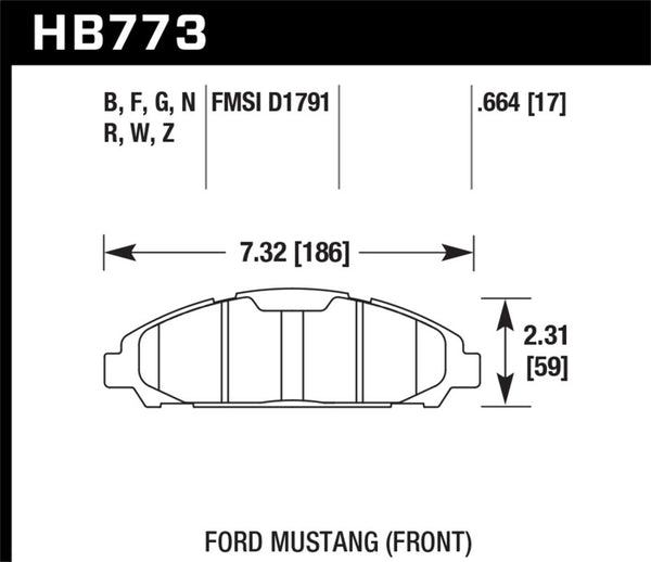 Plaquettes de frein avant Hawk 15-17 Ford Mustang HPS