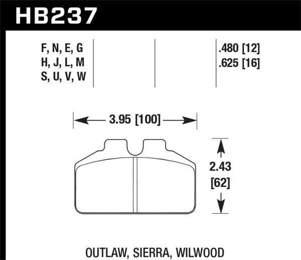 Hawk HB237F.625 HPS Street Brake Pads