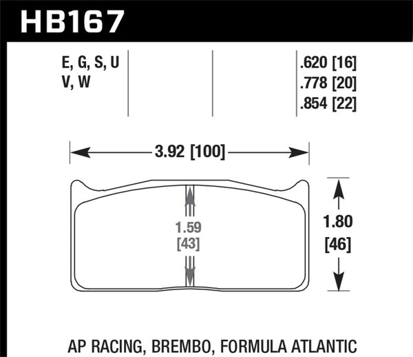 Hawk HB167Q.620 DTC-80 AP Racing/Brembo 16mm Race Brake Pads