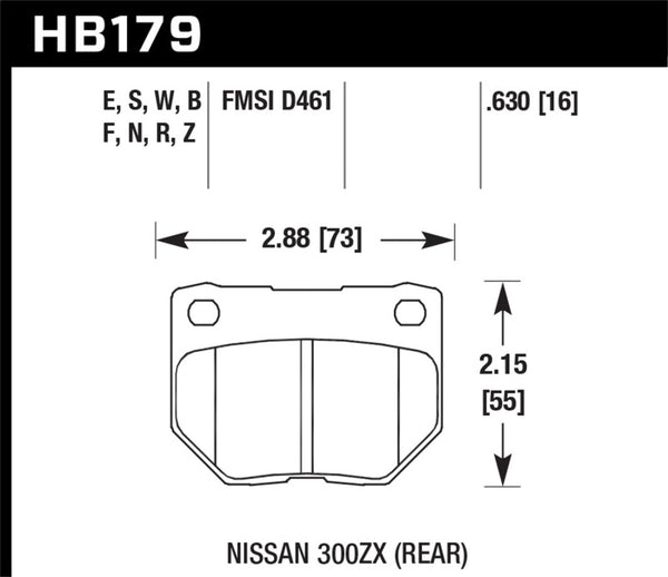 Hawk 2/1989-1996 Nissan 300ZX Base (sauf Turbo) HPS 5.0 Plaquettes de frein arrière