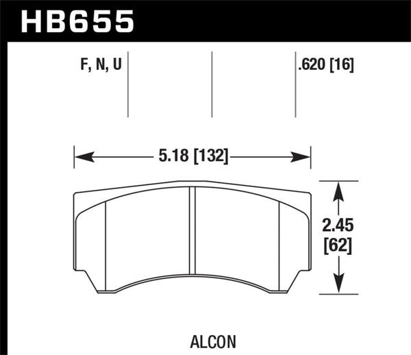 Hawk HB655U.620 Alcon RC4498X600 Race DTC-70 Brake Pads
