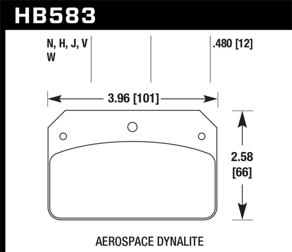 Hawk HB583N.480 HP+ Aerospace Dynalite w/ 0.218in Hole Brake Pads
